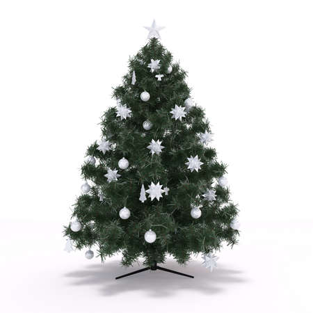 3D rendered illustration of xmas tree and decorationの写真素材