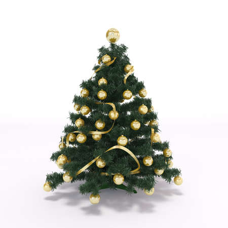 3D rendered illustration of xmas tree and decorationの写真素材