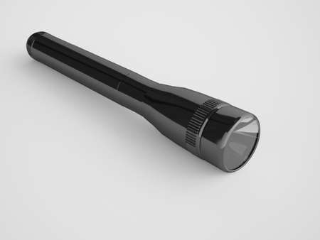 3D rendered illustration the isolated black flashlight