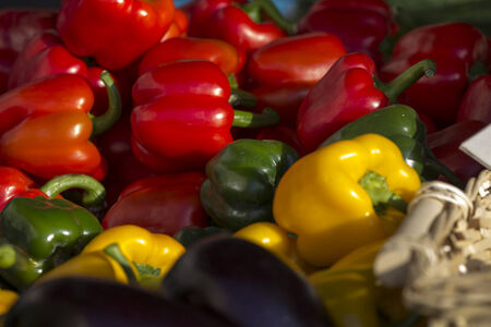 colorful fresh vegetables at a market stall