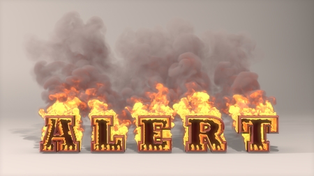 3D rendered illustration of big alert flame の写真素材