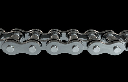 computer generated illustration one motorcycle chain on black backgroundの写真素材