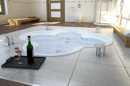  Computer generated illustration of a Whirlpool in beautiful bathroomの写真素材