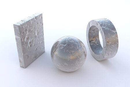 computer rendered various steel elements in Platinum Raw