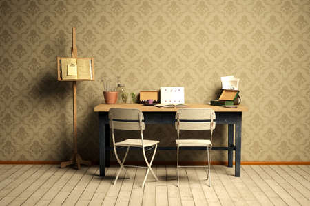 Computer rendered illustration of Realistic detailed interiorsの写真素材