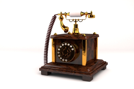 Computer Generated Illustration of vintage phone on white backgroundの写真素材