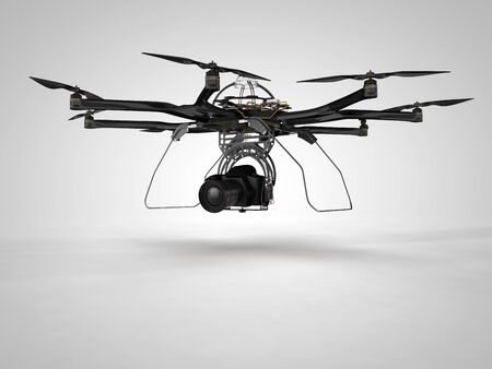 Computer generated illustration of a Octocopter of lightweight carbon fiber with DSLR cameraの写真素材