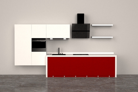 3d computer rendered illustration of modern kitchenの写真素材