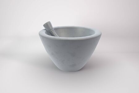 computer rendered Pestle and Mortar in Porcelain Chinese White on white backgroundの写真素材
