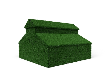 3D rendering detached house in lawn opticsの写真素材