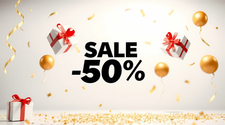 Black Friday sale 50 percent off. Generated by AI.の素材