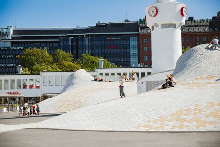 Helsinki, Finland- July 25 2019: New art museum Amos Rex in the center of Helsinki. Modern northern...