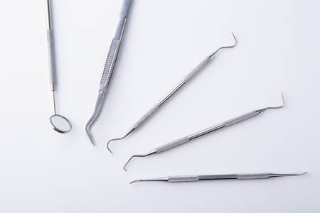 Dental tools on white backgroundの写真素材