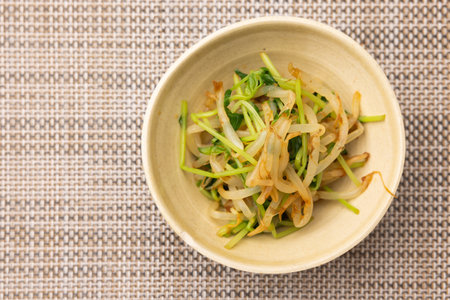 soybean sprouts salad in a bowlの写真素材