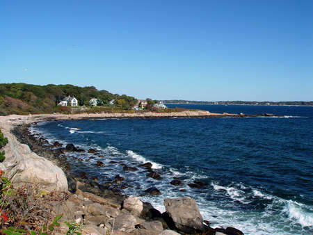 Gloucester harbor  seascape on a sunny blue day in Massachusetts.