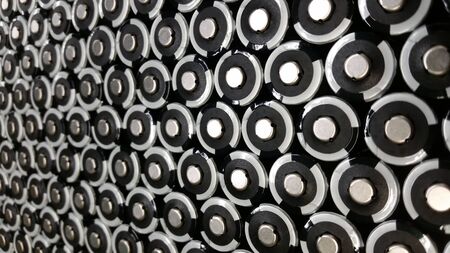Batteries Repeating Positive Side Upの写真素材