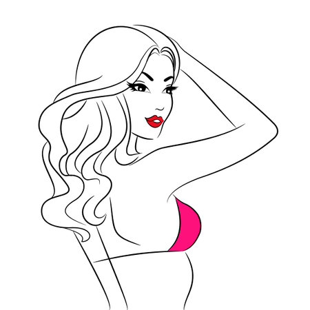 girl contour vectorのイラスト素材