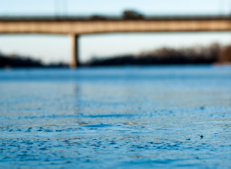 Blurring background frozen riverの写真素材