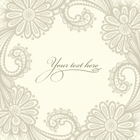 Old lace background, ornamental flowers. Floral frame.のイラスト素材