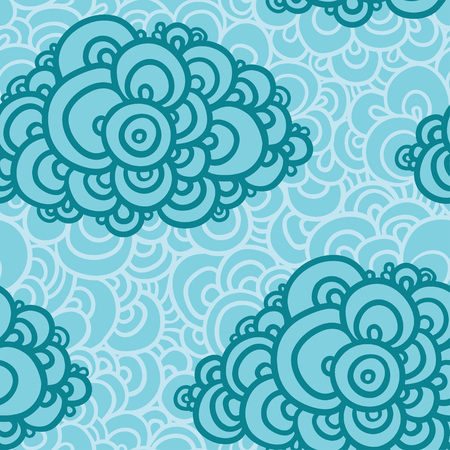 Seamless abstract hand-drawn pattern, clouds background.のイラスト素材
