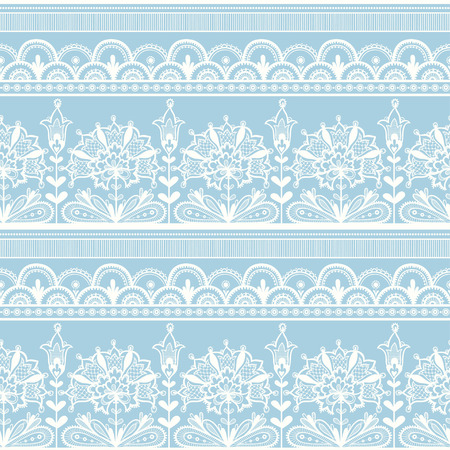Vector seamless illustration with lace flower on blue background.のイラスト素材
