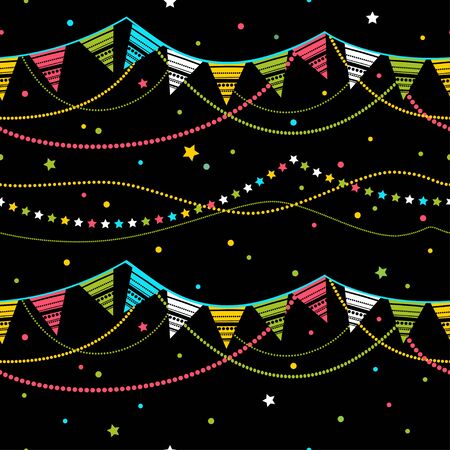 Cheerful seamless illustration with a garland of flags.のイラスト素材