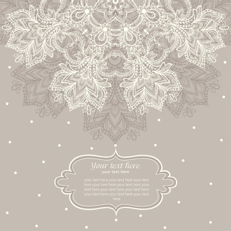 Vintage invitation card on grunge background with lace ornament.のイラスト素材