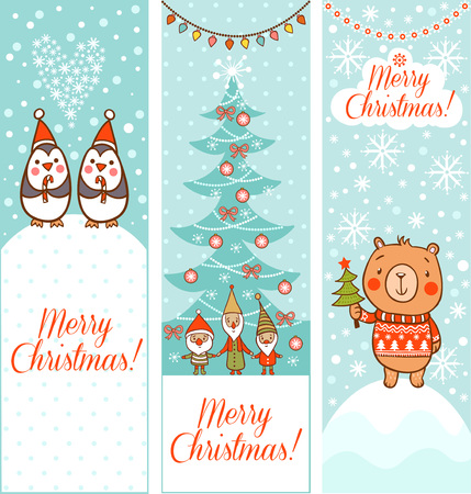 Cartoon new year texture. Cute christmas pattern with bear and penguins.のイラスト素材