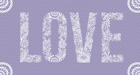 Hand drawn lettering. Love word made of lace.のイラスト素材