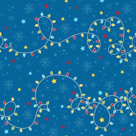 Christmas seamless pattern with garland.のイラスト素材