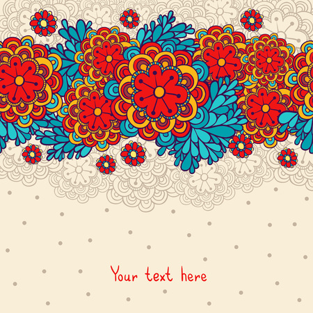 Vector illustration with lace flowers and place for your text.のイラスト素材