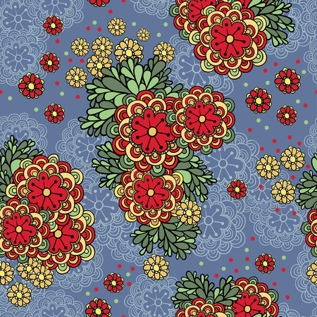 Vector illustration with seamless lace flowers in a retro style.のイラスト素材