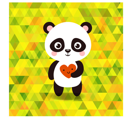 illustration of a panda on a background of colored triangles.のイラスト素材