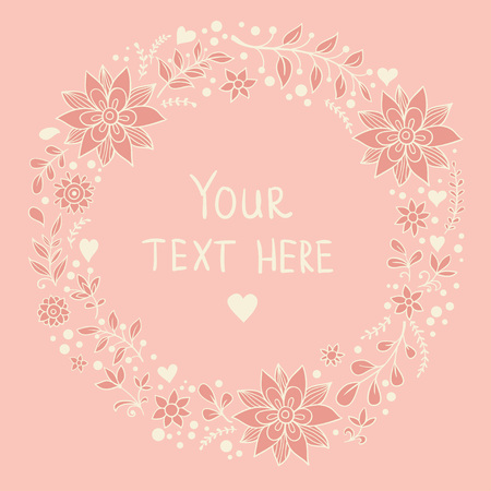Floral card in pink colors. Great invitation card with flowers in vector.のイラスト素材
