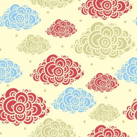 Seamless background with clouds. Vector seamless illustration of colorful beautiful clouds.のイラスト素材
