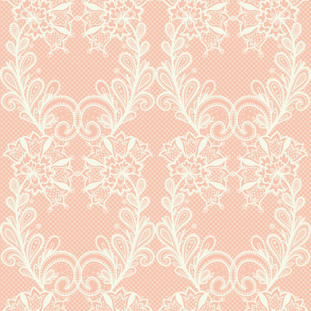 Lace seamless pattern with elements flowers. Grunge background with lace ornament. Vector texture.のイラスト素材