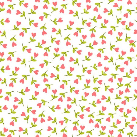 Seamless floral pattern. Vector seamless illustration with flowers in the shape of hearts on a white background.のイラスト素材