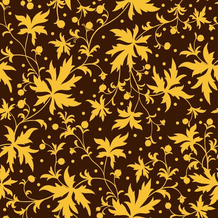 Seamless texture with leafs and berries. Gorgeous seamless floral background.のイラスト素材