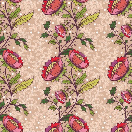 Vector seamless background illustration with flowers. Floral seamless pattern.のイラスト素材