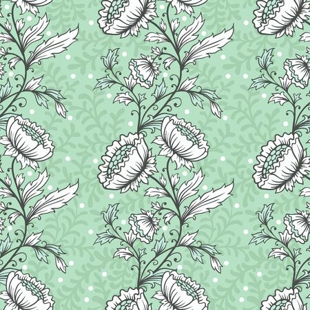Vector seamless background illustration with flowers. Floral seamless pattern.のイラスト素材
