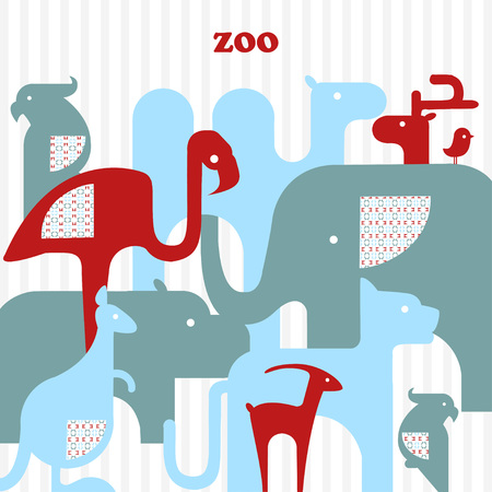 Vector illustration of icons tropical and Australian animals.のイラスト素材