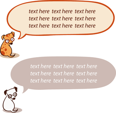 Cartoon little dog with speech bubble. Cute cartoon dog and a speaking bubble.のイラスト素材
