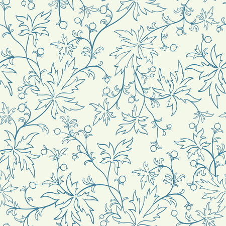 Seamless texture with leafs and berries. Gorgeous seamless floral background.のイラスト素材