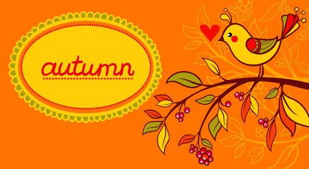 Vector illustration. Cute frame design with bird.のイラスト素材