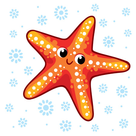 Starfish. Cartoon starfish vector illustration. Sea animal Starfish isolated on a white background.のイラスト素材