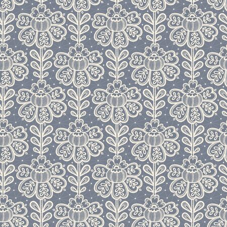 Lace seamless pattern with flowers. White Vector Lace.のイラスト素材