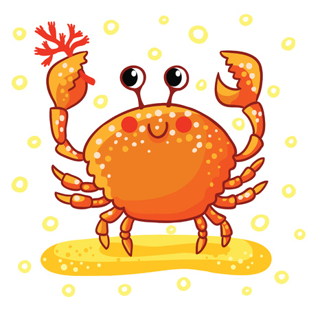 Vector illustration with a nice crab on a sandy island.のイラスト素材