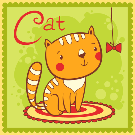 Illustrated alphabet letter C and cat. Animals.のイラスト素材