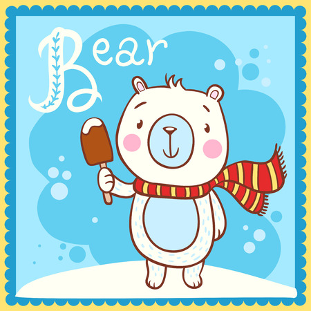 Illustrated alphabet Letter B and bear. Animals.のイラスト素材