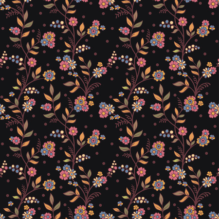 Retro romantic floral background with flowers. Vector floral seamless pattern.のイラスト素材